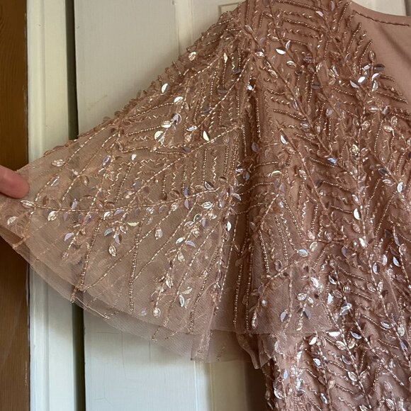 Mac Duggal Beaded Leaves Butterfly Sleeve Gown - Size 10 NOT Altered - worn once - Picture 3 of 8